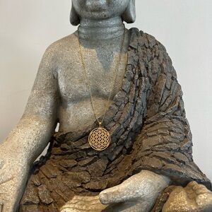 Flower of life stainless steel necklace gold